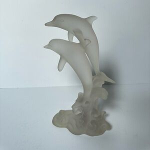 Frosted Dolphin Sculpture 10” Tall 1.1 lbs – Heavy Resin or Glass